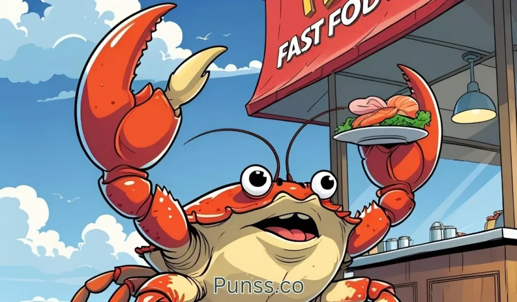 Why don’t crabs eat fast food They prefer a slow scuttle meal.